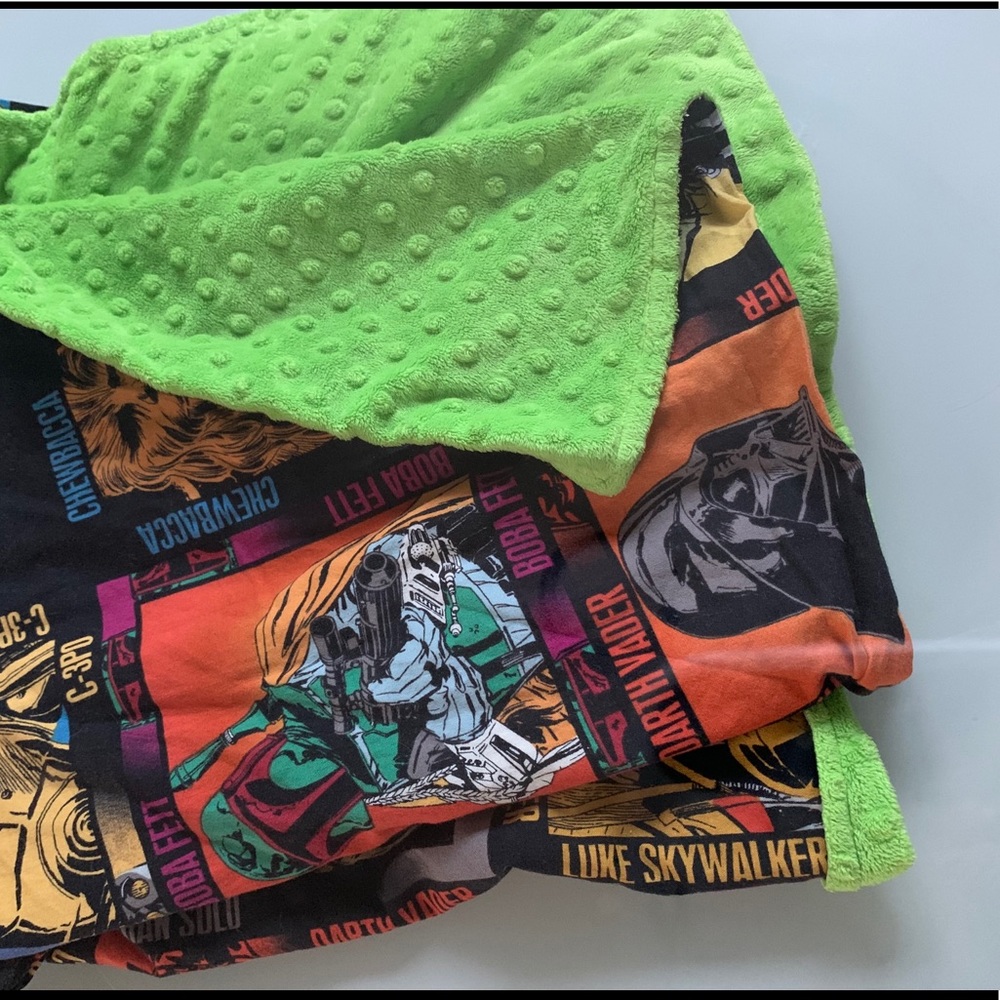 Star Wars fabric square green minky blanket